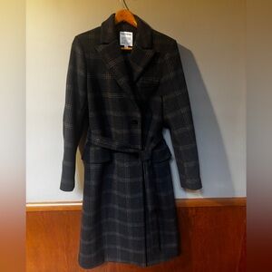 Frank & Oak Dark Checkered Trench Coat
